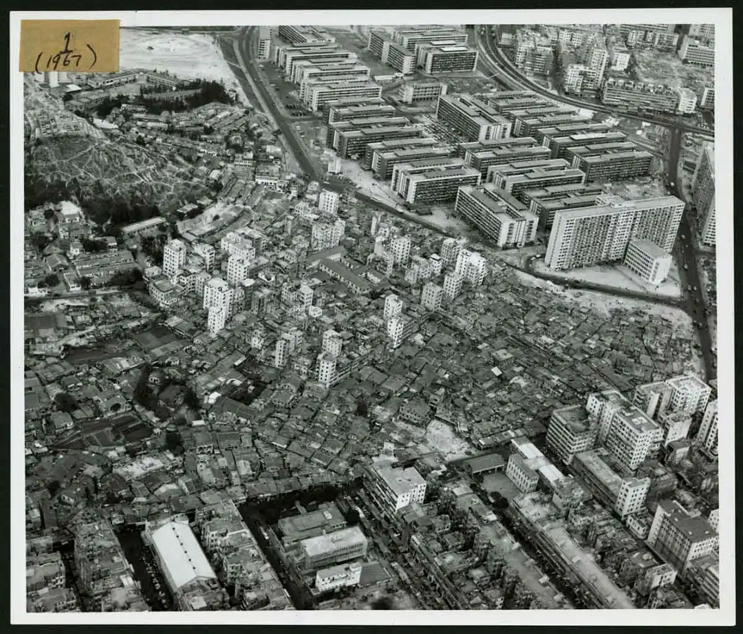 Aerial Photograph of Kowloon Walled City in 1967, Photo Credit: Government Records Service, Hong Kong